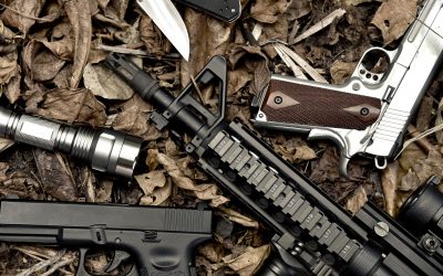 Weapons and military equipment for army, Assault rifle gun (M4A1 Weapons and military equipment for army, Assault rifle gun (M4A1) and pistol on camouflage background.